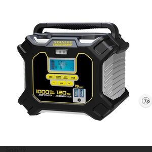 Stanley Black and Silver Portable Jump Starter with Air Compressor